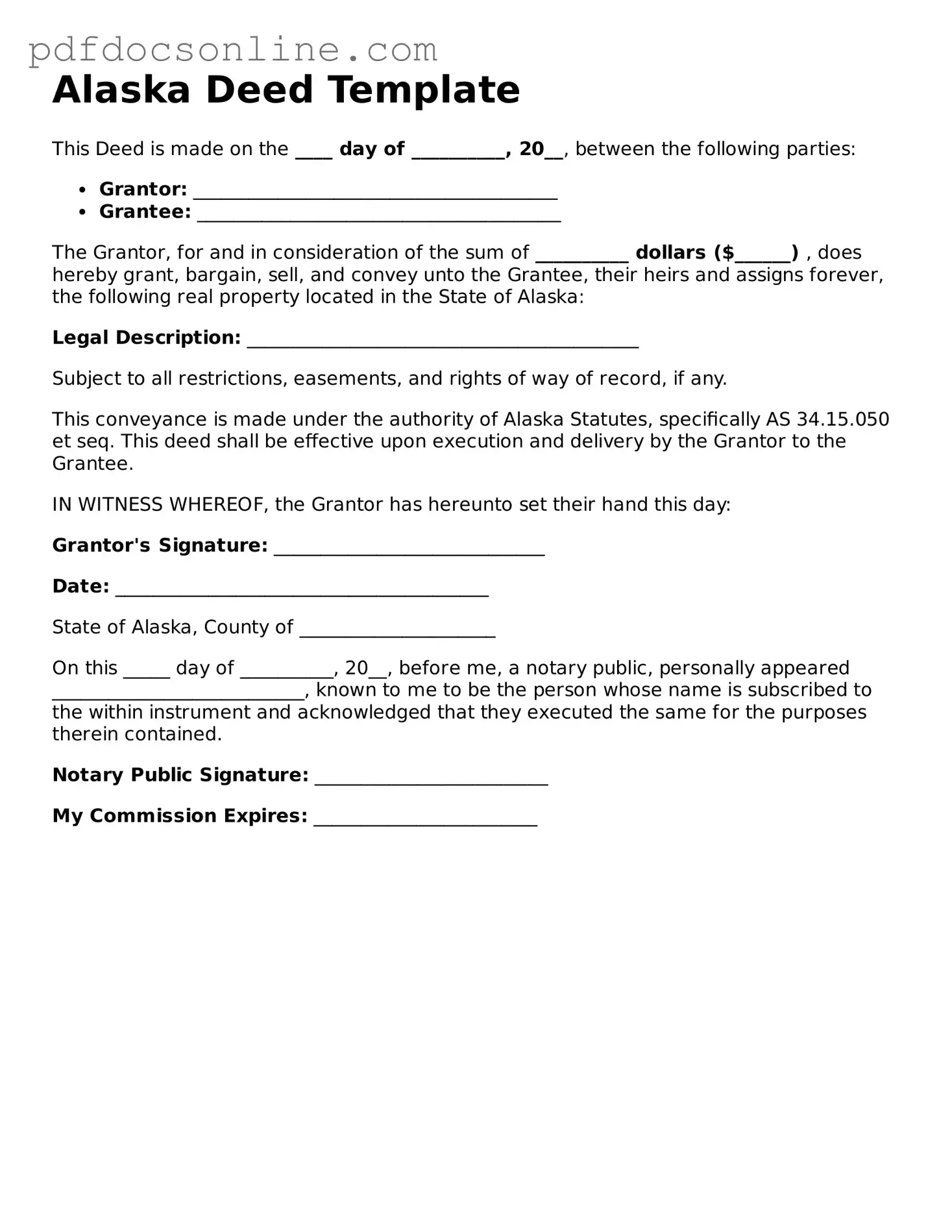 Attorney-Verified  Deed Form for Alaska