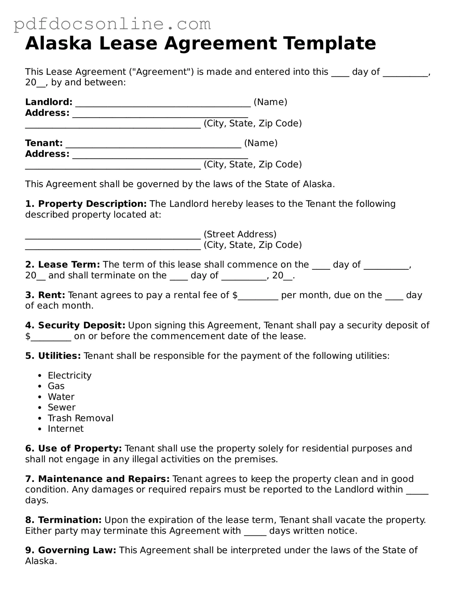 Attorney-Verified  Lease Agreement Form for Alaska