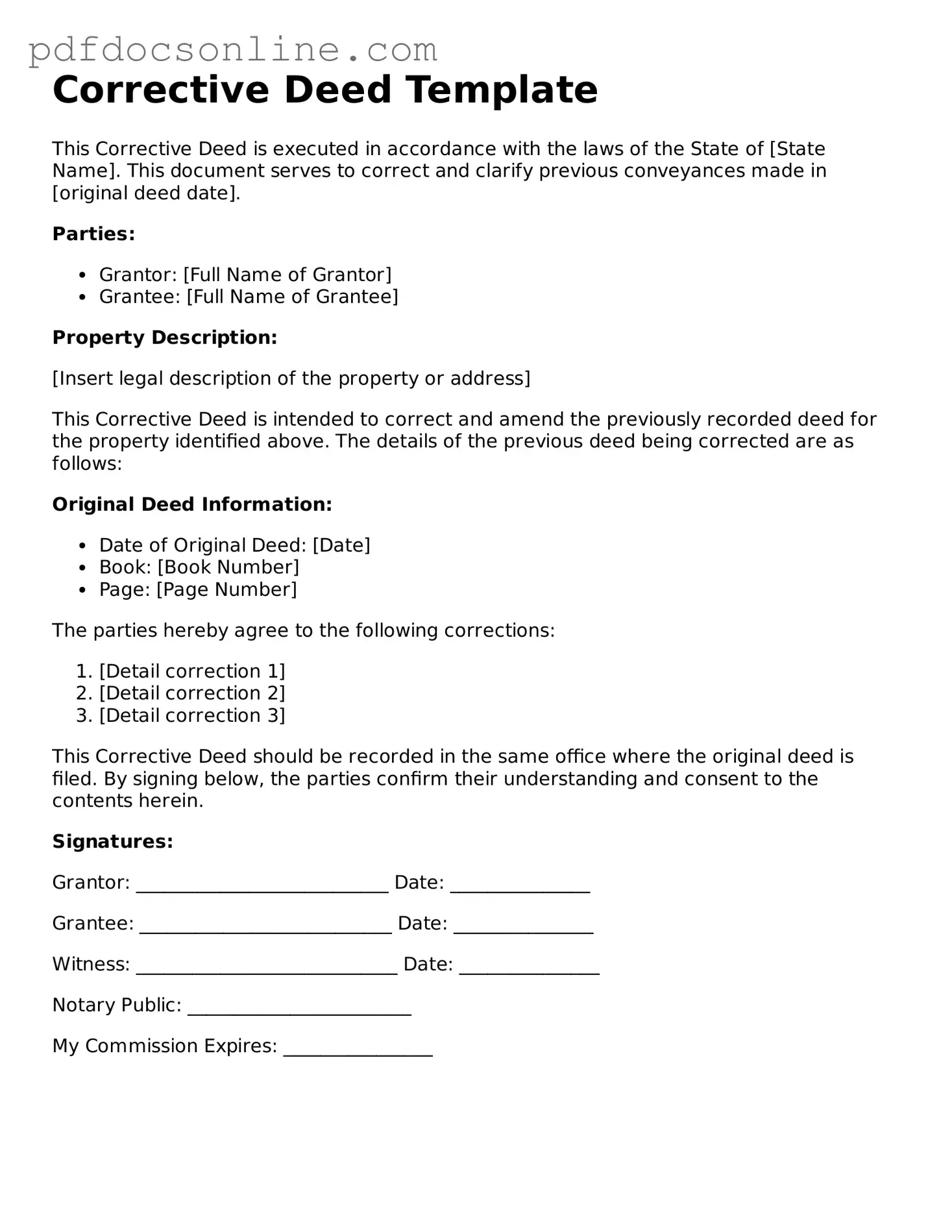 Free Corrective Deed Template