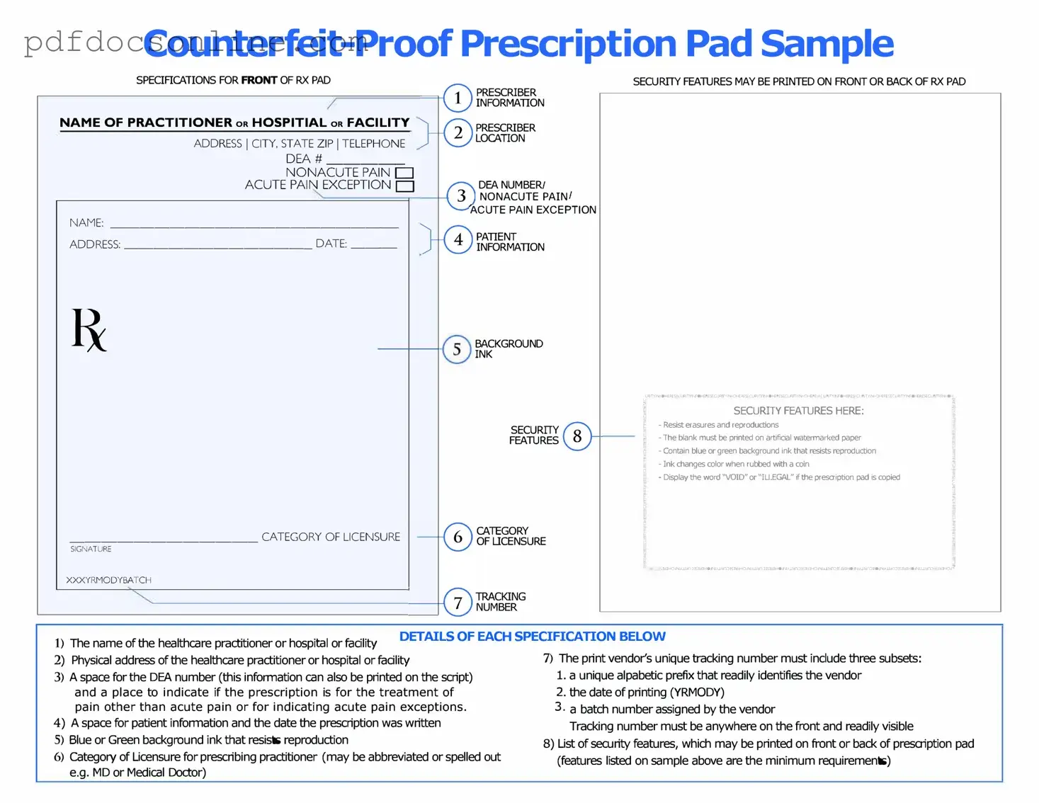 Fillable Prescription Pad Form