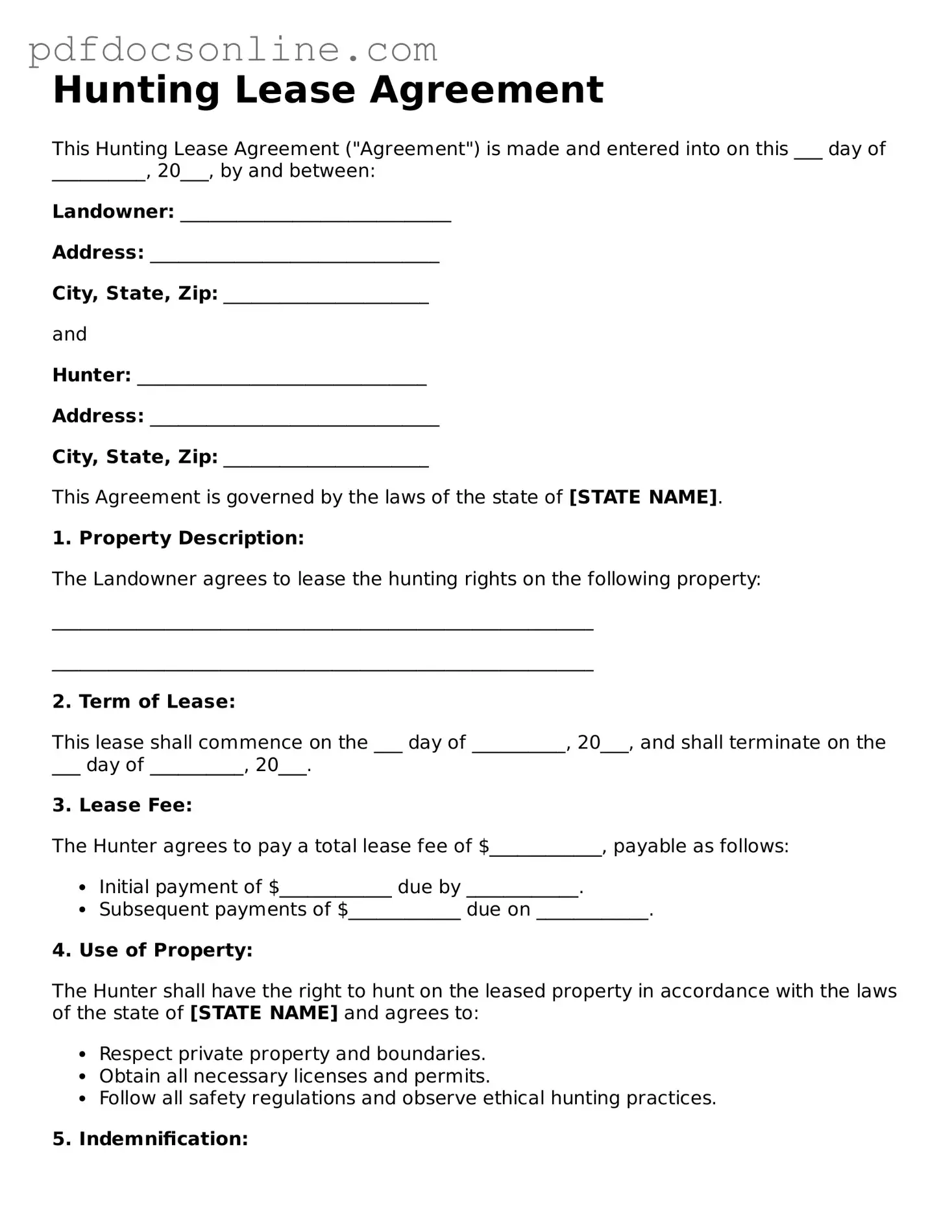 Free Hunting Lease Agreement Template