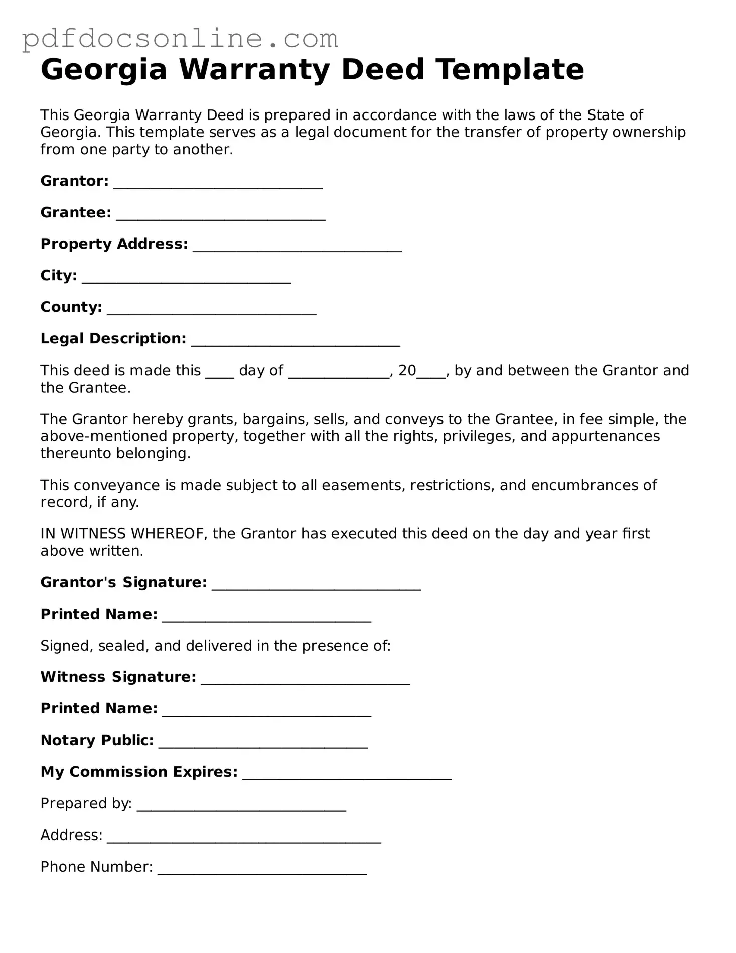 Attorney-Verified  Deed Form for Georgia