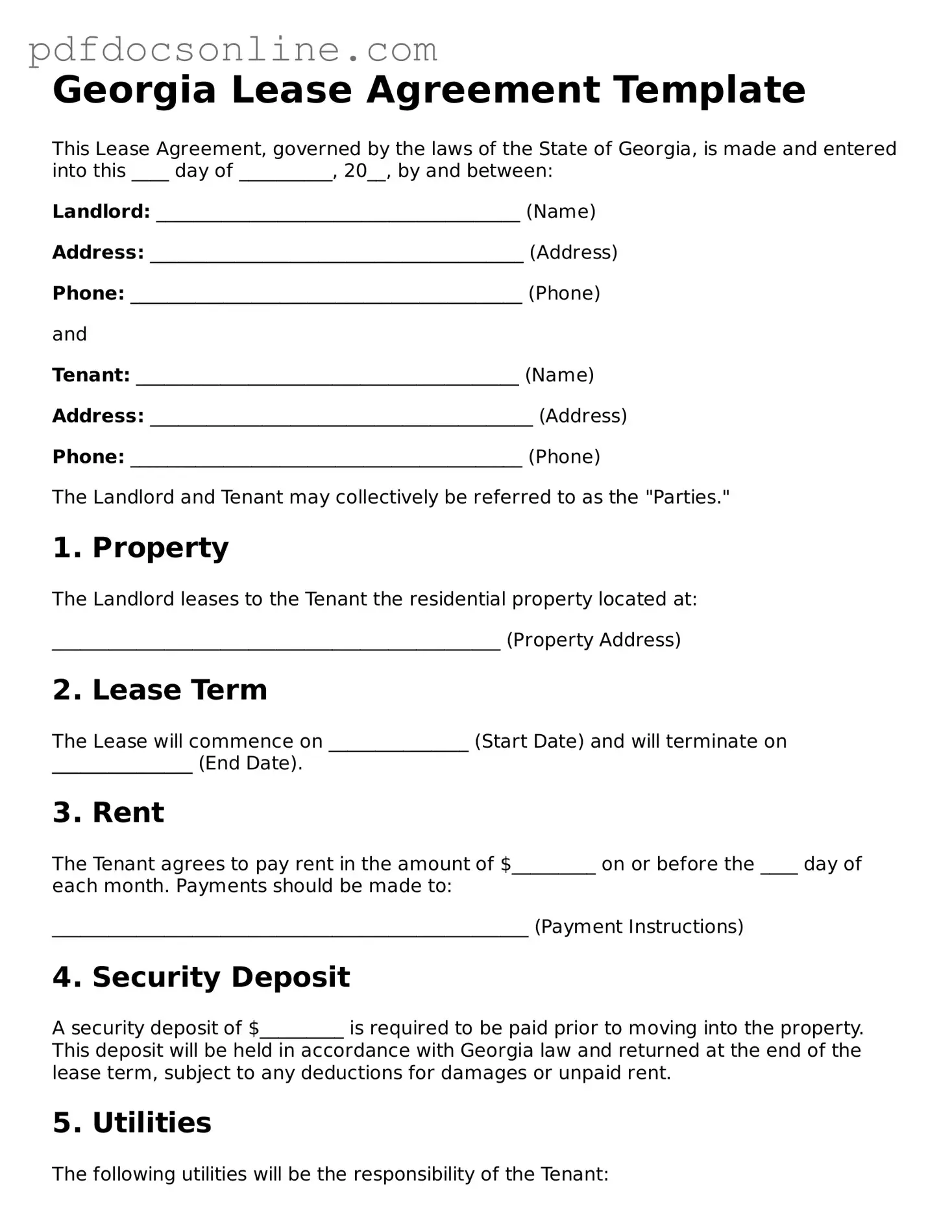 Attorney-Verified  Lease Agreement Form for Georgia