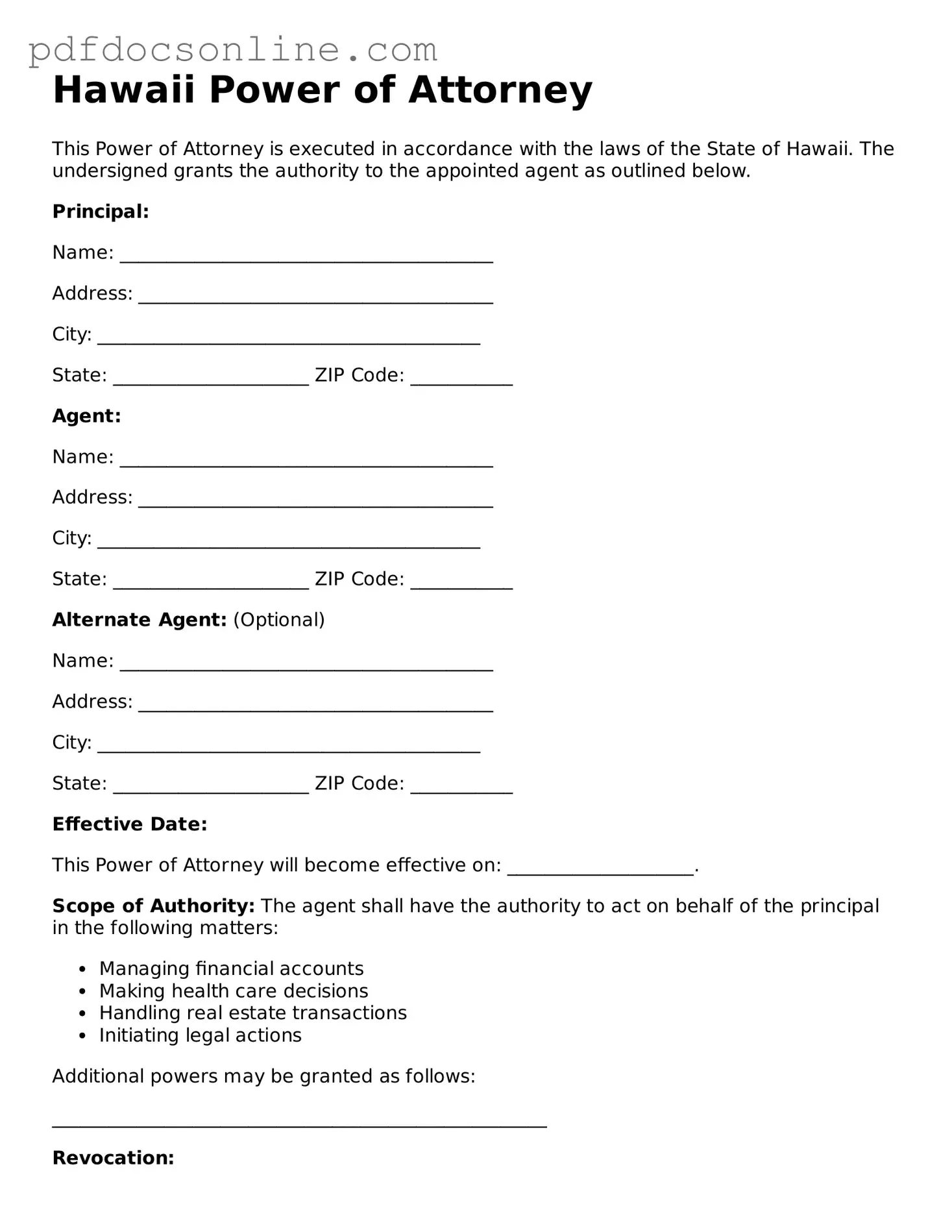Attorney-Verified  Power of Attorney Form for Hawaii
