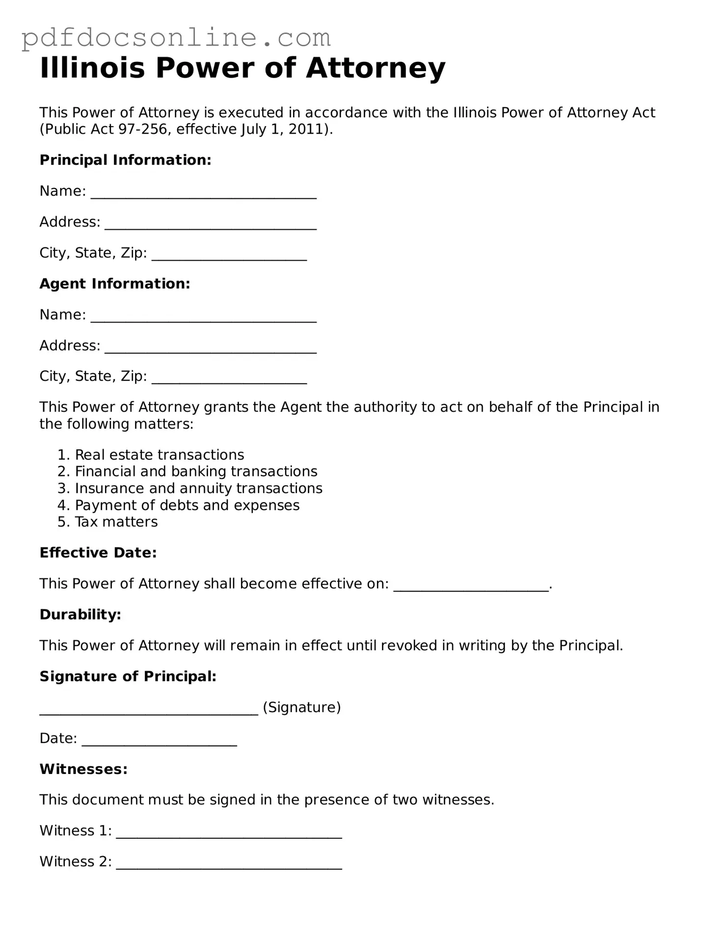 Attorney-Verified  Power of Attorney Form for Illinois