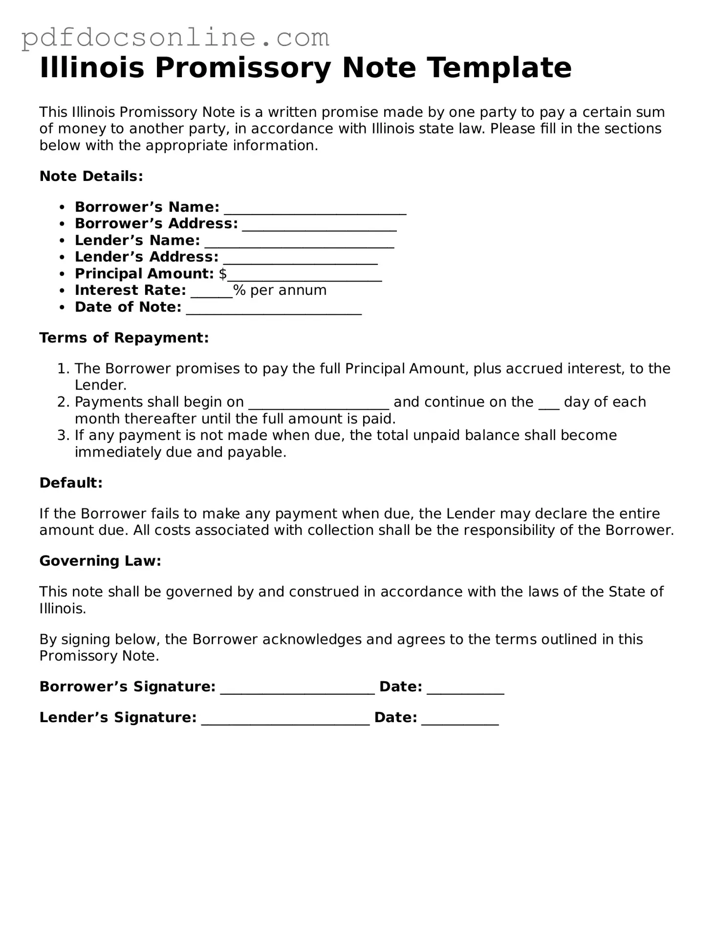 Attorney-Verified  Promissory Note Form for Illinois