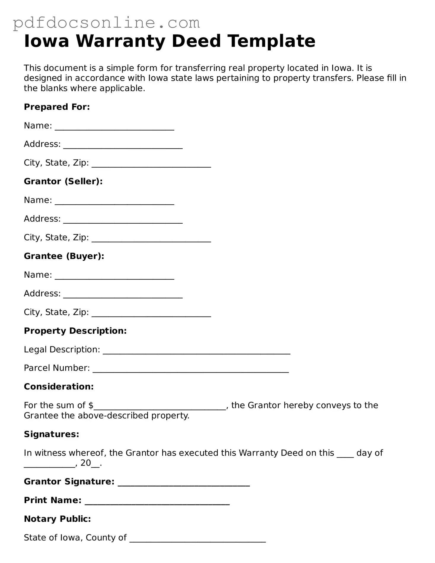 Attorney-Verified  Deed Form for Iowa