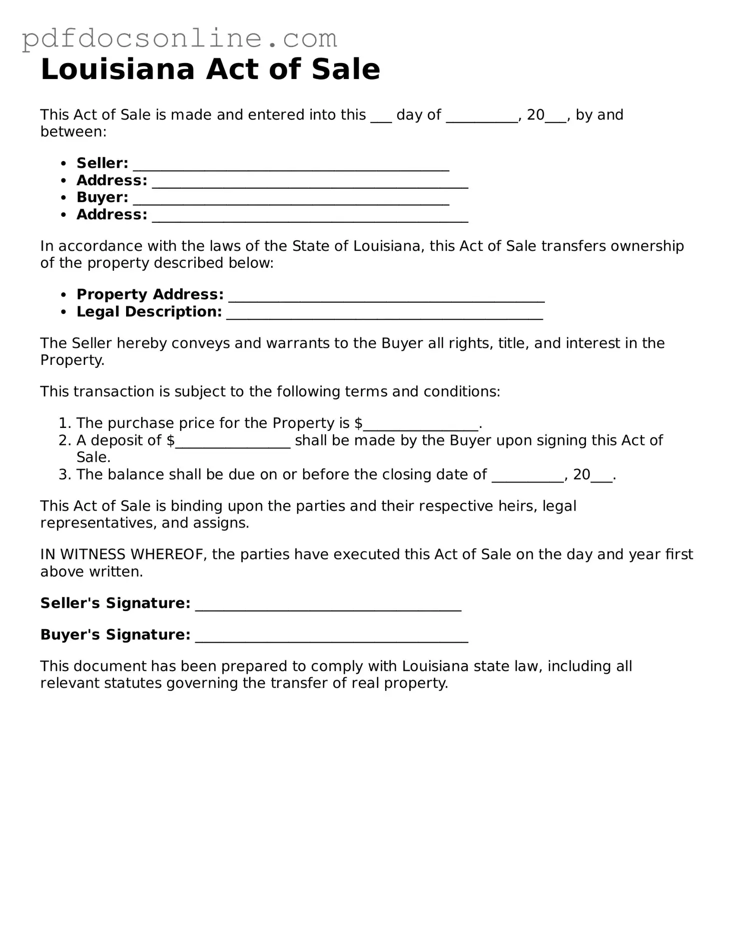 Attorney-Verified  Deed Form for Louisiana