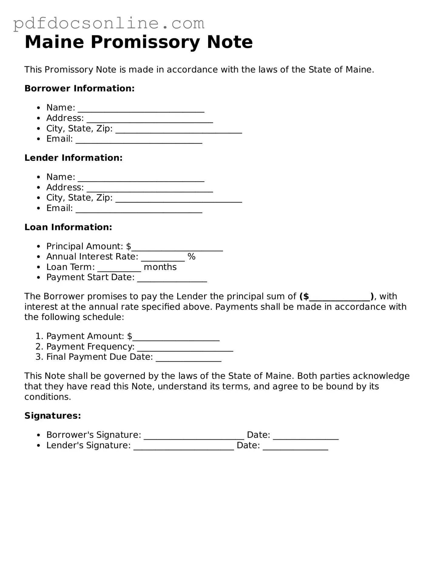 Attorney-Verified  Promissory Note Form for Maine