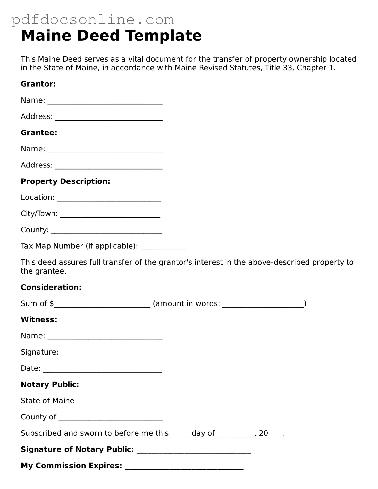 Attorney-Verified  Deed Form for Maine