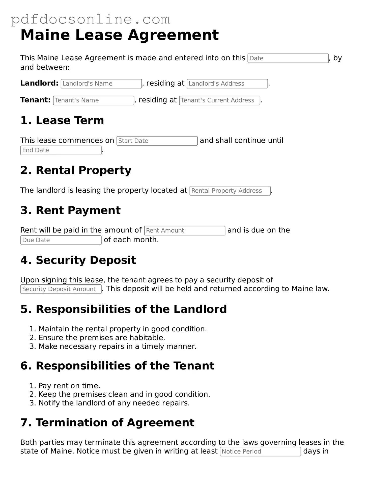 Attorney-Verified  Lease Agreement Form for Maine