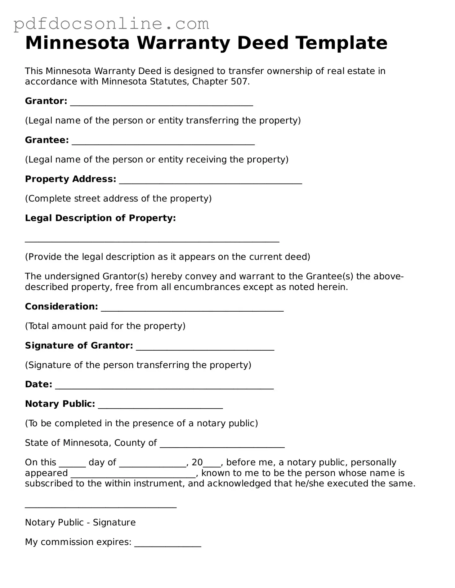 Attorney-Verified  Deed Form for Minnesota