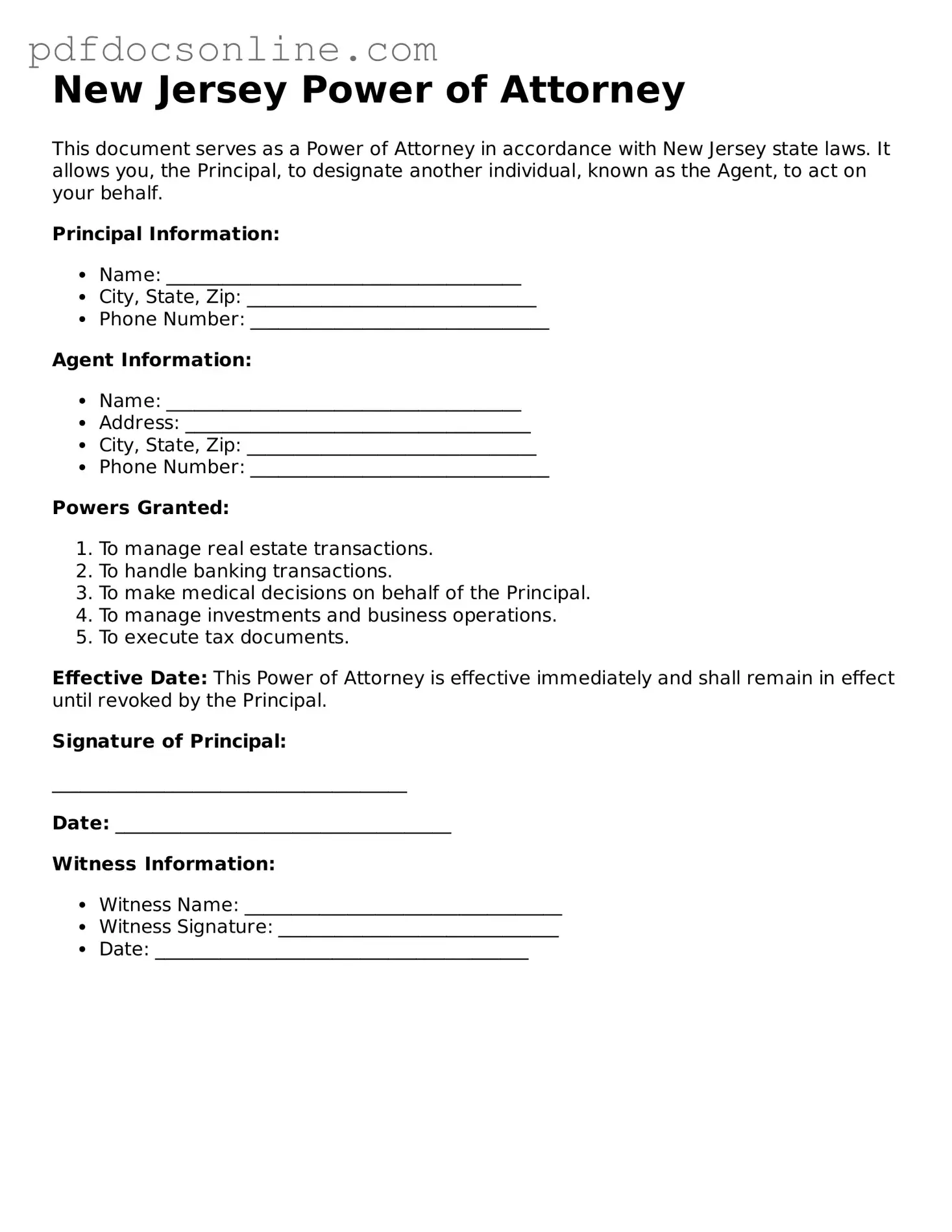 Attorney-Verified  Power of Attorney Form for New Jersey