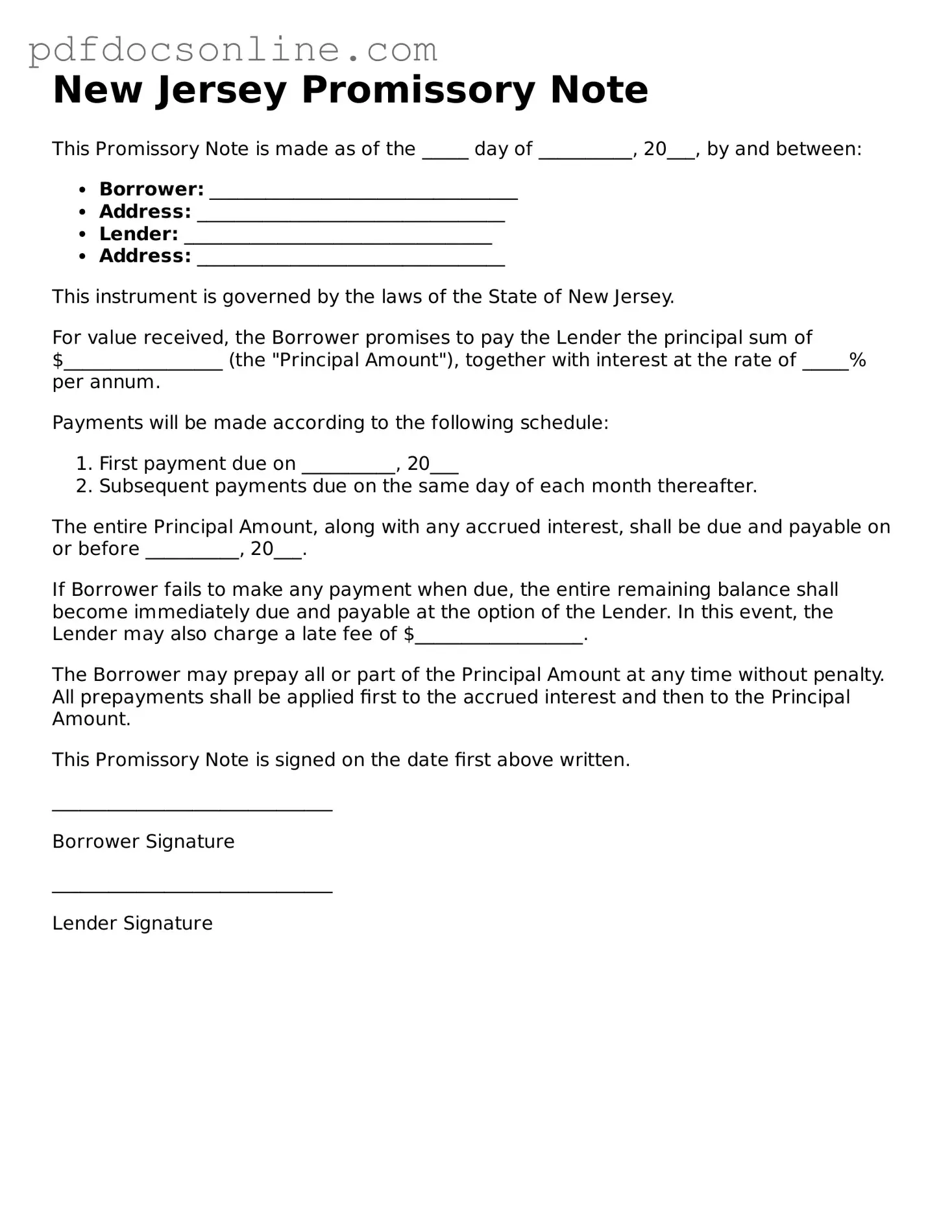 Attorney-Verified  Promissory Note Form for New Jersey