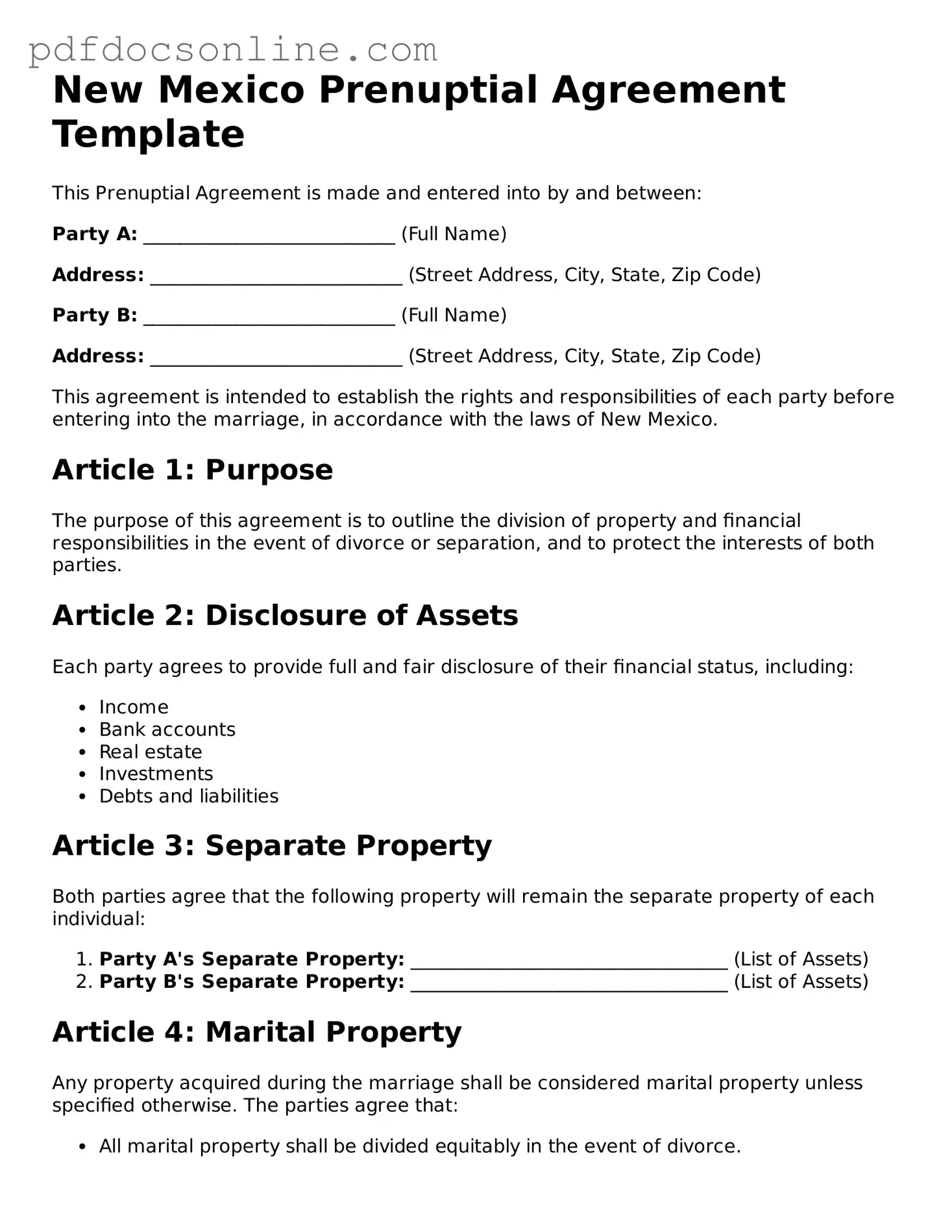 Attorney-Verified  Prenuptial Agreement Form for New Mexico
