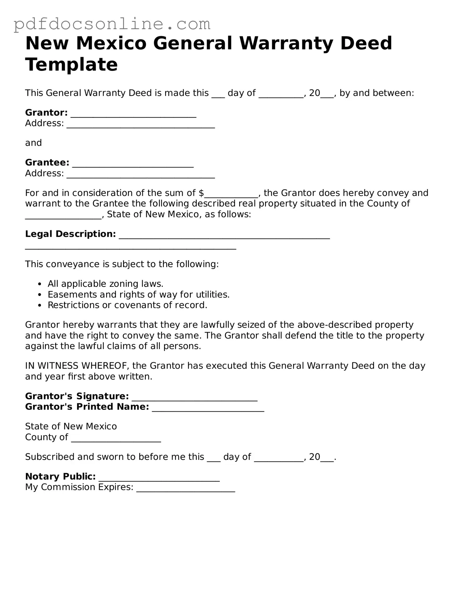 Attorney-Verified  Deed Form for New Mexico
