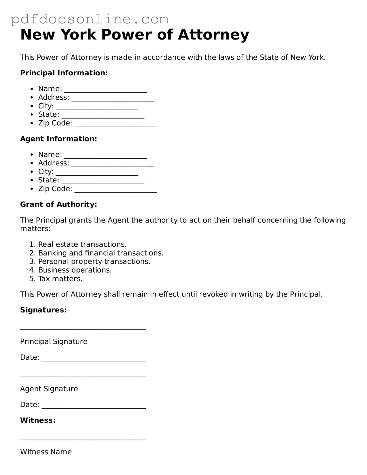 Attorney-Verified  Power of Attorney Form for New York