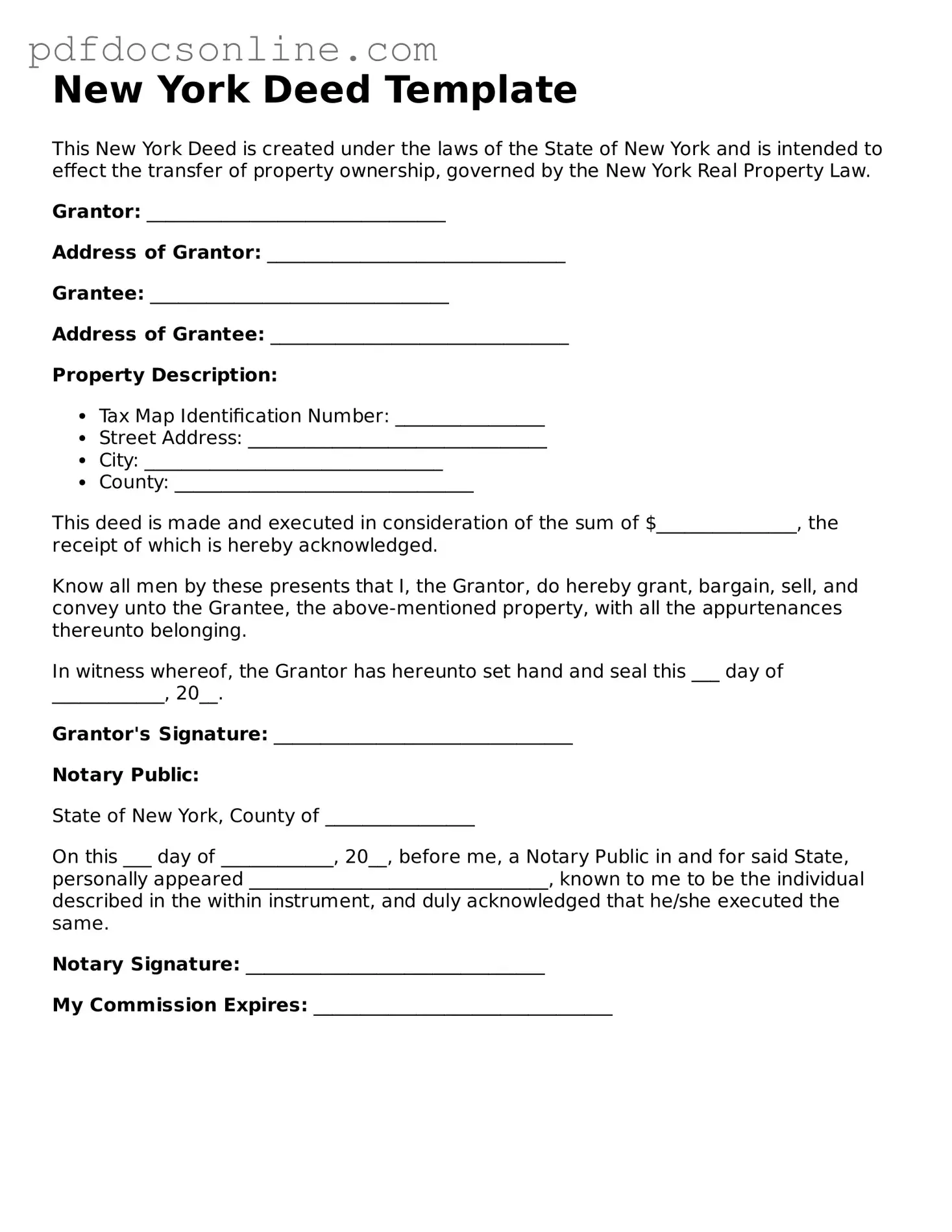 Attorney-Verified  Deed Form for New York