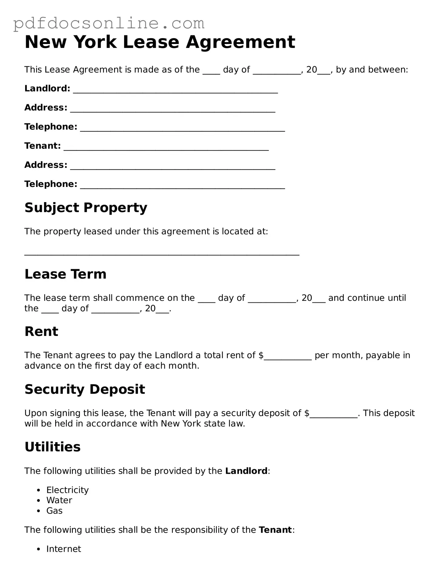 Attorney-Verified  Lease Agreement Form for New York
