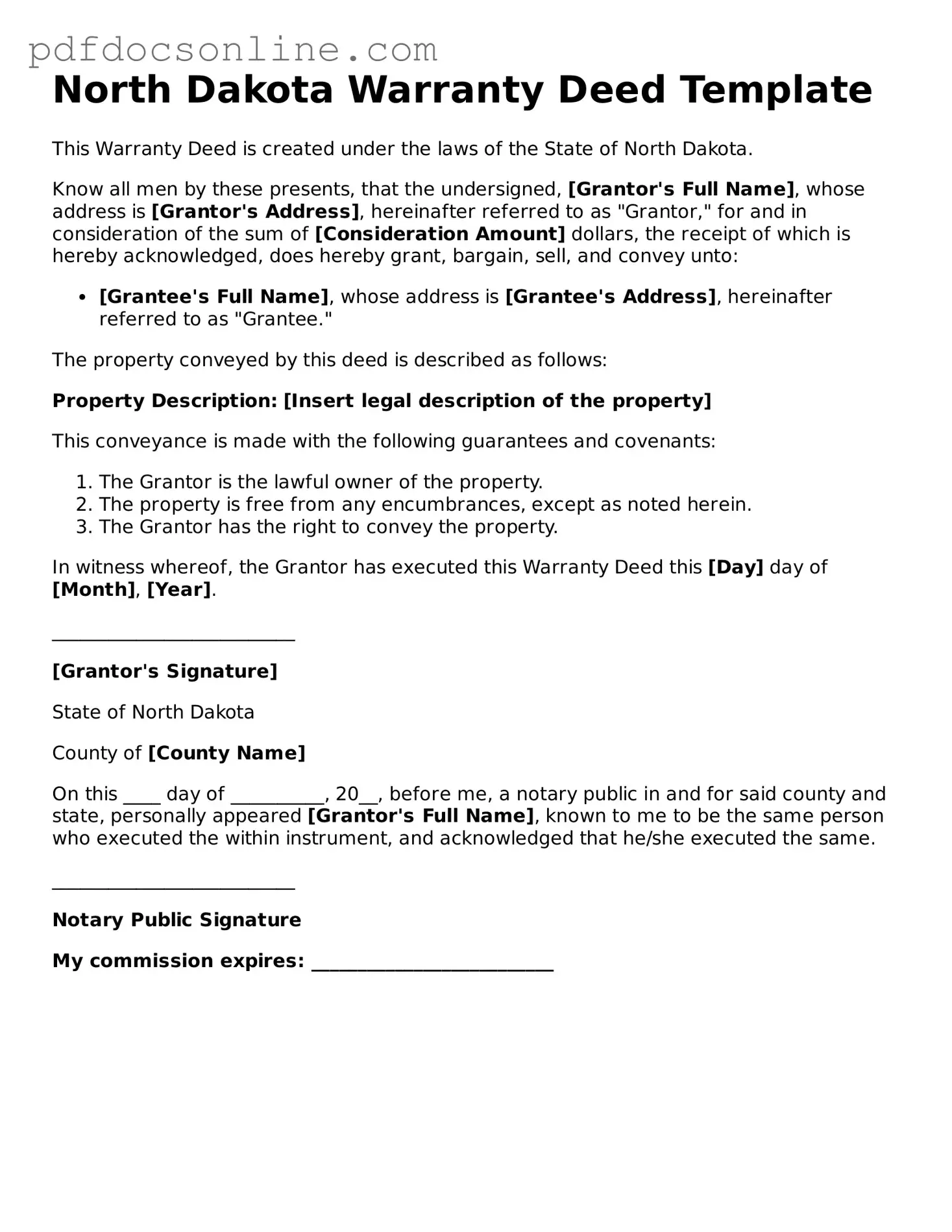 Attorney-Verified  Deed Form for North Dakota