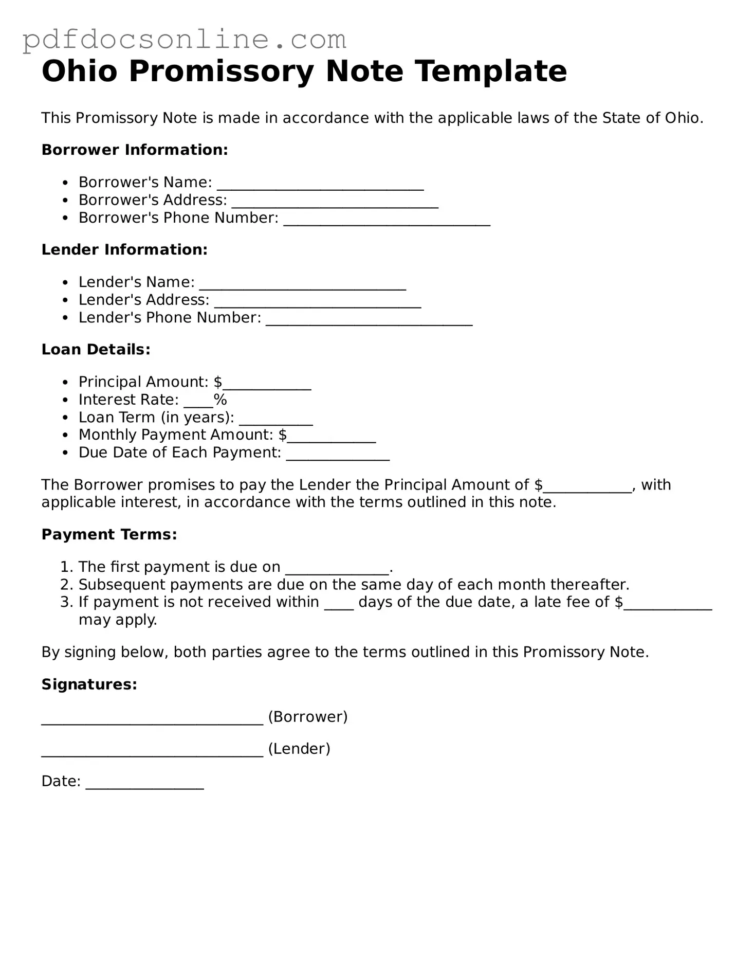 Attorney-Verified  Promissory Note Form for Ohio