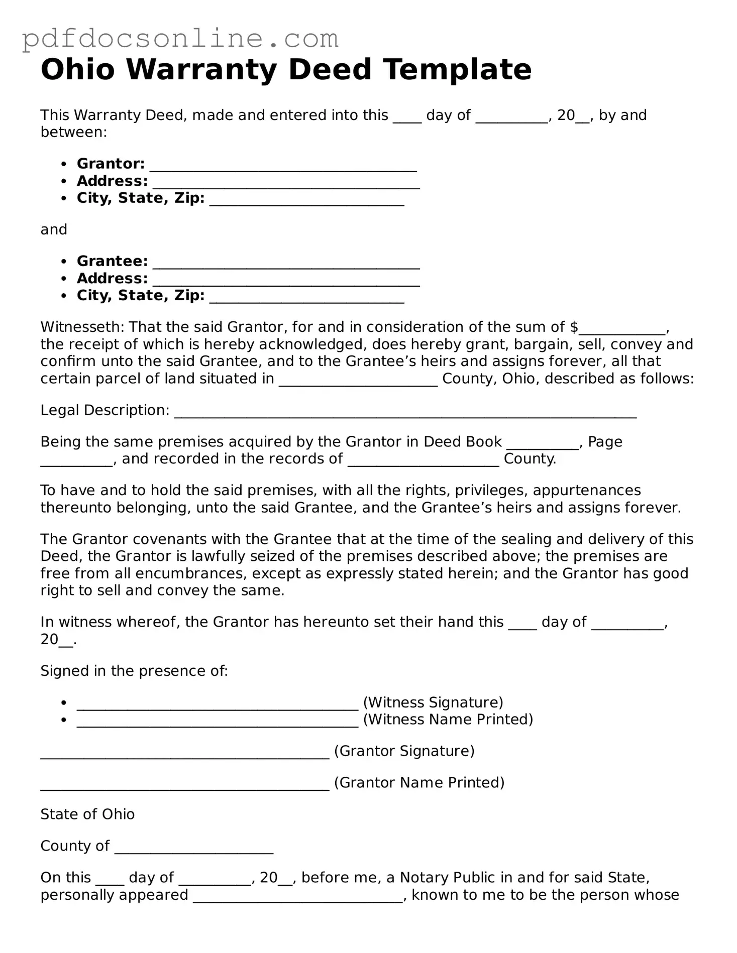 Attorney-Verified  Deed Form for Ohio