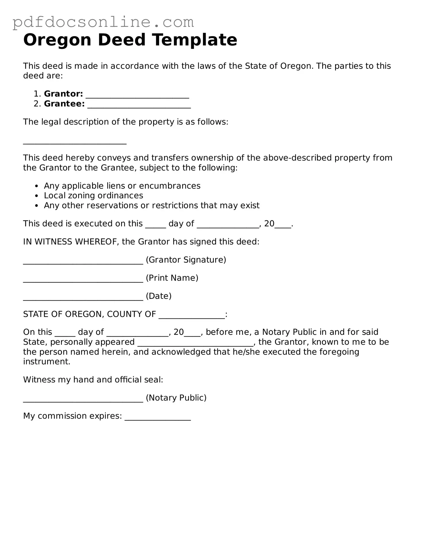 Attorney-Verified  Deed Form for Oregon