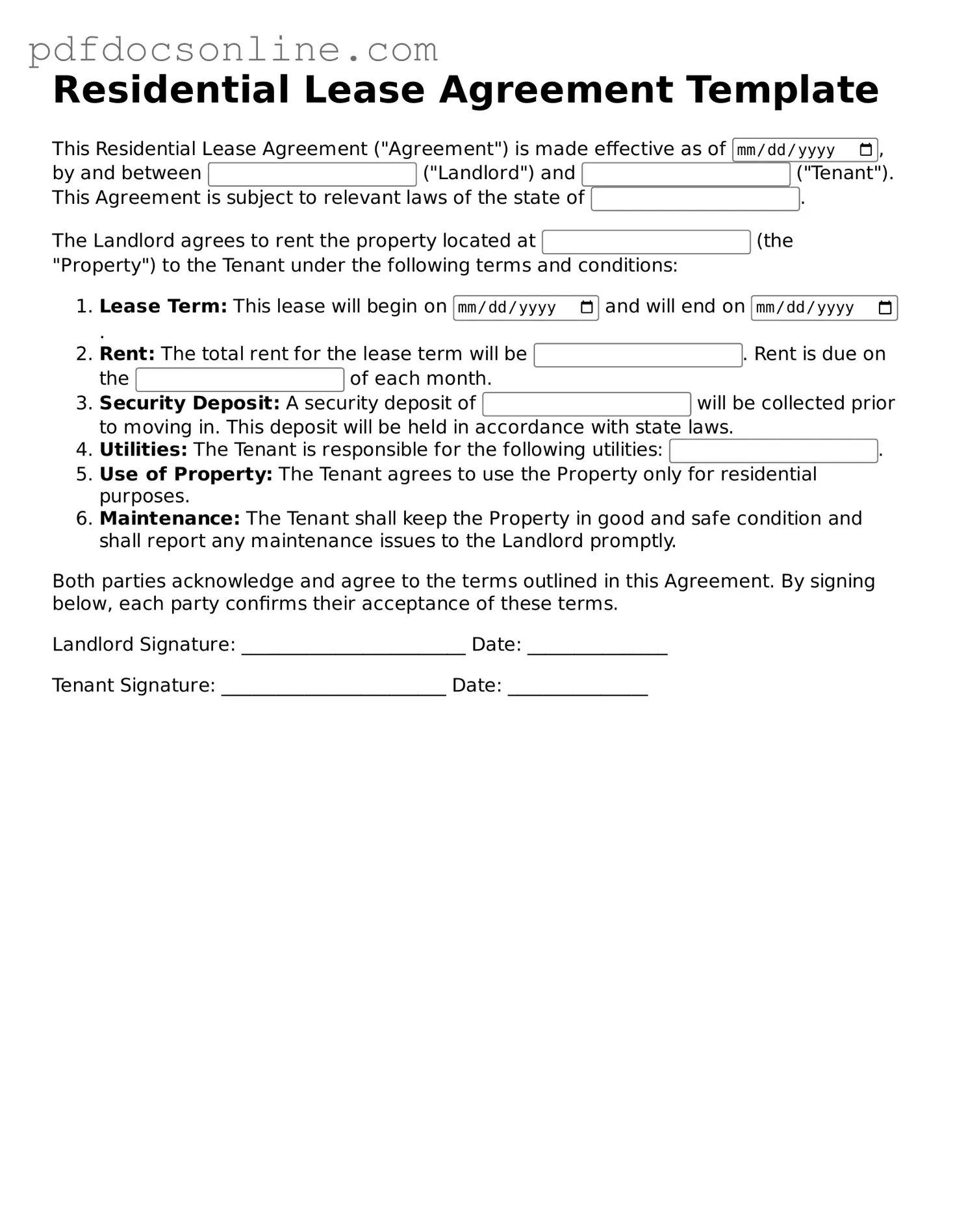 Free Lease Agreement Template