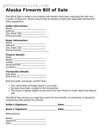 Attorney-Verified  Firearm Bill of Sale Form for Alaska