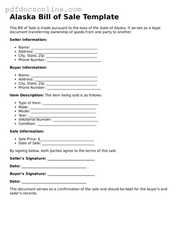 Attorney-Verified  Bill of Sale Form for Alaska