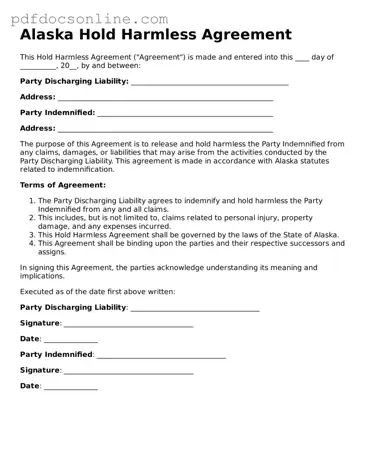 Attorney-Verified  Hold Harmless Agreement Form for Alaska