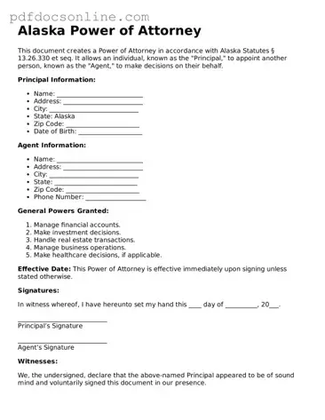 Attorney-Verified  Power of Attorney Form for Alaska