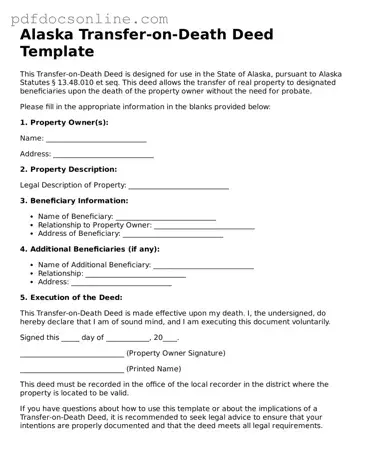 Attorney-Verified  Transfer-on-Death Deed Form for Alaska