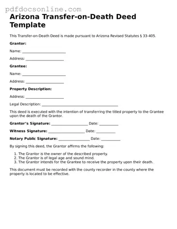 Attorney-Verified  Transfer-on-Death Deed Form for Arizona