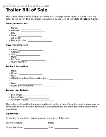 Free Trailer Bill of Sale Template