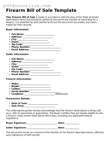 Free Firearm Bill of Sale Template