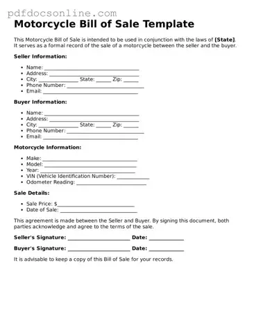 Free Motorcycle Bill of Sale Template