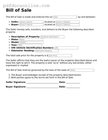 Free Bill of Sale Template