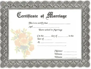 Fillable Marriage Certificate Form