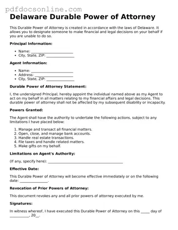 Attorney-Verified  Durable Power of Attorney Form for Delaware