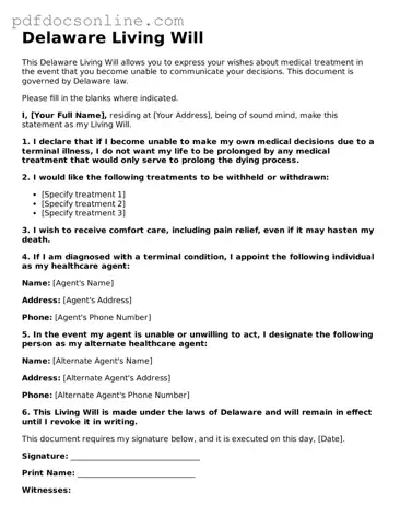 Attorney-Verified  Living Will Form for Delaware