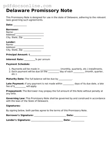 Attorney-Verified  Promissory Note Form for Delaware