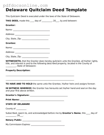 Attorney-Verified  Quitclaim Deed Form for Delaware