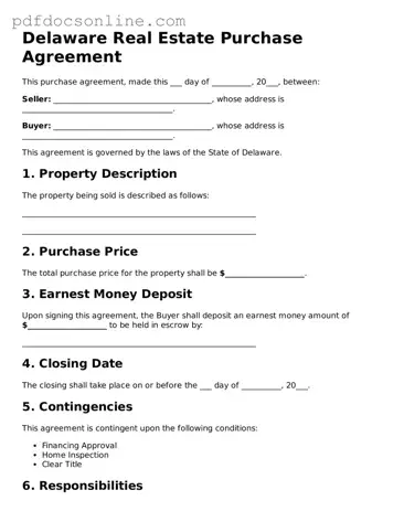 Attorney-Verified  Real Estate Purchase Agreement Form for Delaware