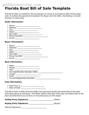 Attorney-Verified  Boat Bill of Sale Form for Florida