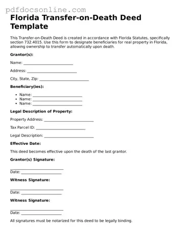 Attorney-Verified  Transfer-on-Death Deed Form for Florida