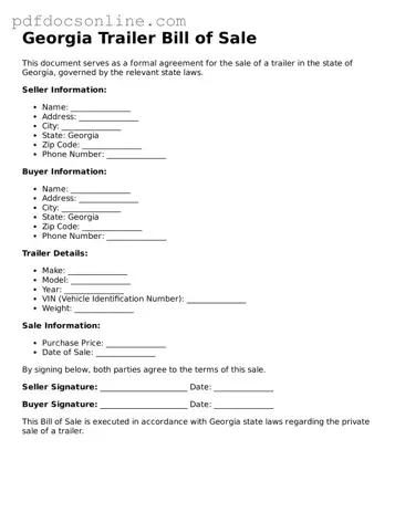 Attorney-Verified  Trailer Bill of Sale Form for Georgia