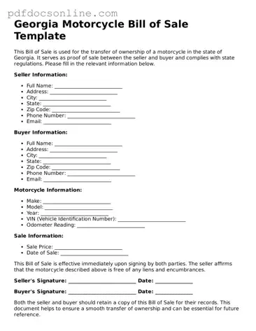 Attorney-Verified  Motorcycle Bill of Sale Form for Georgia