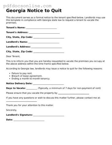 Attorney-Verified  Notice to Quit Form for Georgia