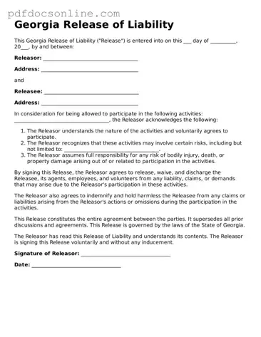Attorney-Verified  Release of Liability Form for Georgia
